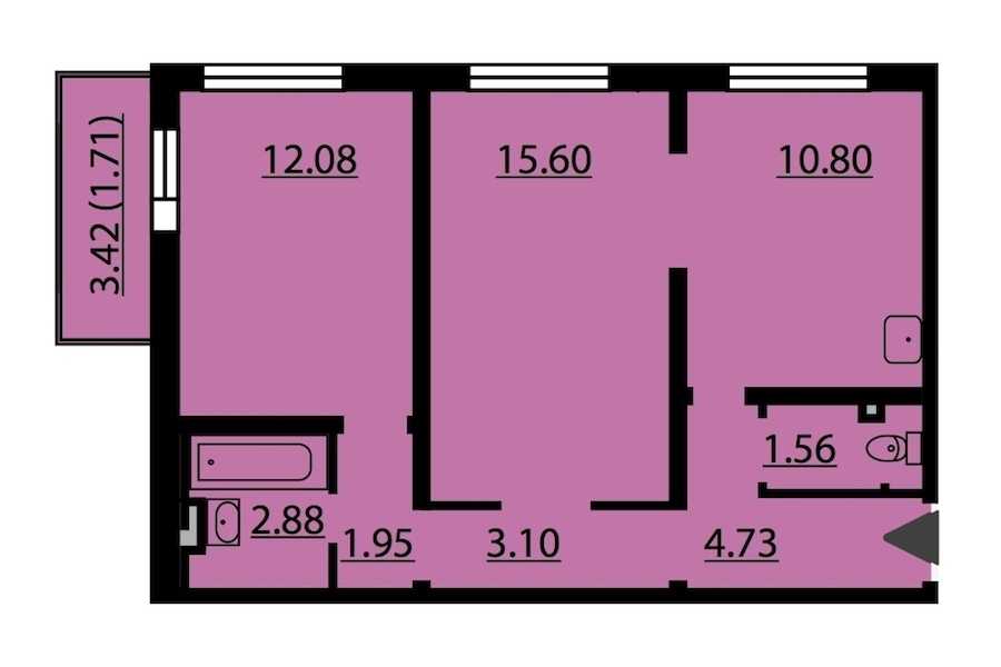 Двухкомнатная квартира в Группа ЛСР: площадь 54.41 м2 , этаж: 3 – купить в Санкт-Петербурге